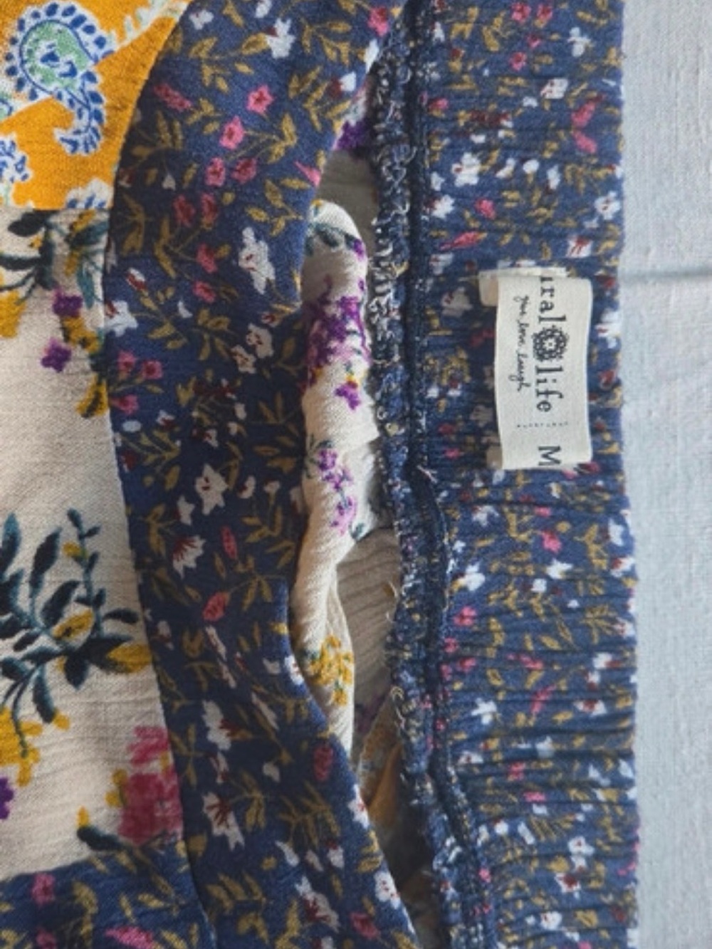 NATURAL LIFE Boho Patchwork Maxi Skirt - Purple, Mustard, Cream - Picture 3 of 3